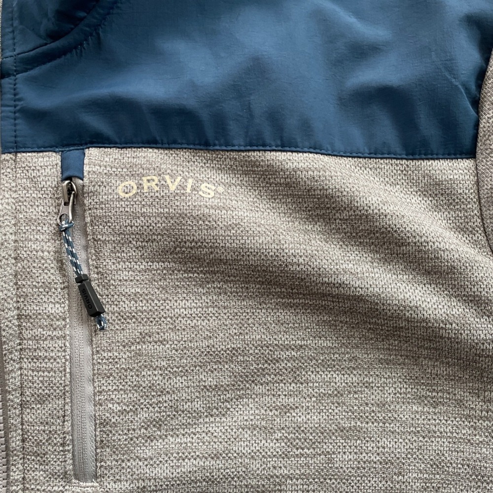 Orvis Mens XL Full Zip Fleece Jacket Grey Navy Blue Classic Collection Sweater - Picture 7 of 16